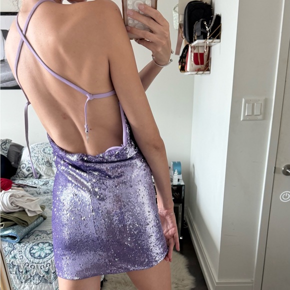 Purple Sequin Mini Dress - Picture 6 of 8